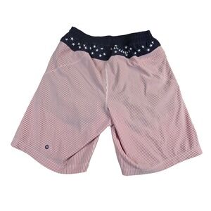 Birddogs‎ Lined Gym Shorts Mens M Red White Pinstripe Stars Navy Blue Athletic
